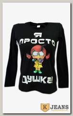 Лонгслив женский принт "Я просто душка" черный