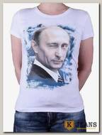 Футболка женская принт "Путин-подмигнул" белый"