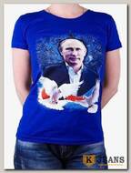 Футболка женская принт "Путин-голуби" роял