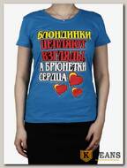 Футболка женская принт "Блондинки цепляют взгляды..." бирюза